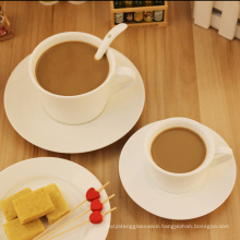 Haonai white porcelain coffee cup set coffee cup and saucer 2 pcs set porcelain coffee set